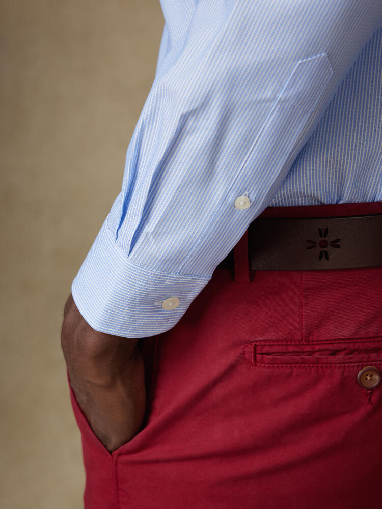 Buster sky blue textured slim fit shirt