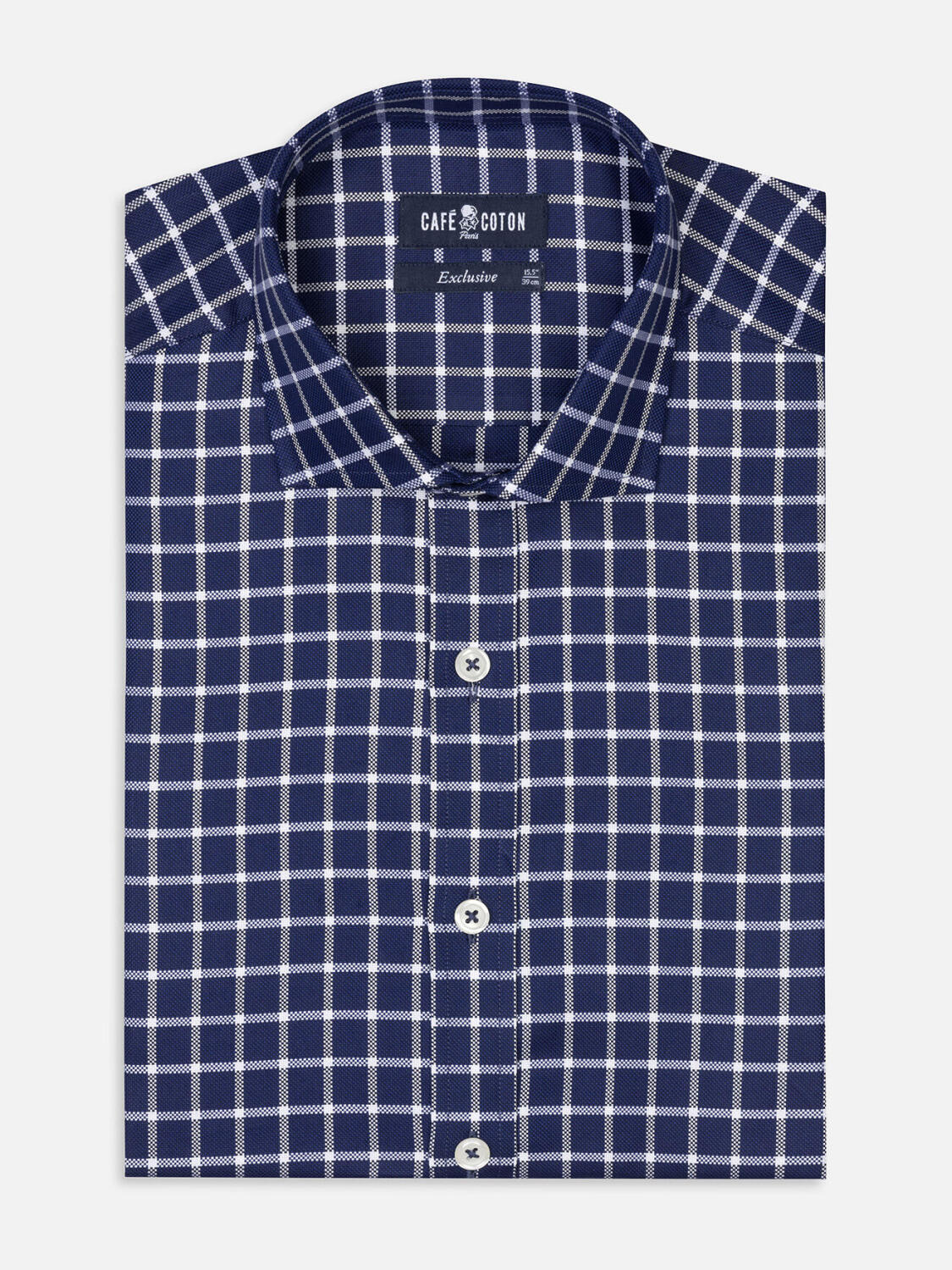 Camicia slim fit Byron a quadri blu scuro