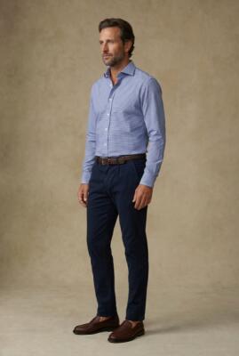 Slim Fit Calder Twill-Hemd Blau