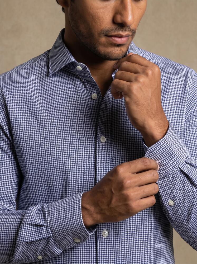 Slim Fit Calder Twill-Hemd Marineblau