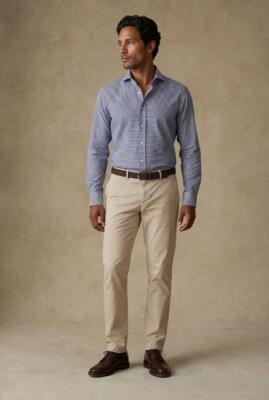 Slim Fit Calder Twill-Hemd Marineblau