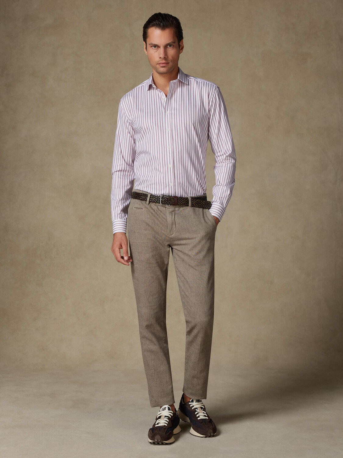 Carly bordeauxrood gestreept slim fit overhemd