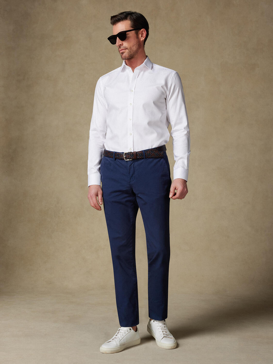 Herringbone slim fit shirt - White