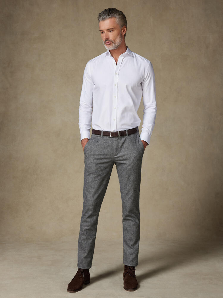 Herringbone slim fit shirt - White