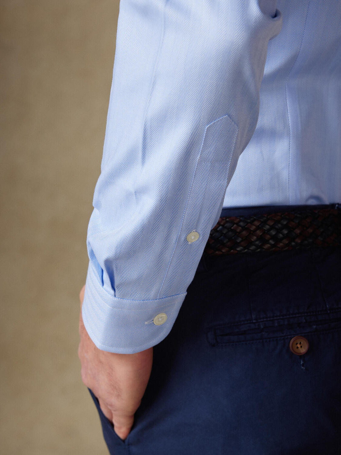 Camicia slim fit cielo spigata