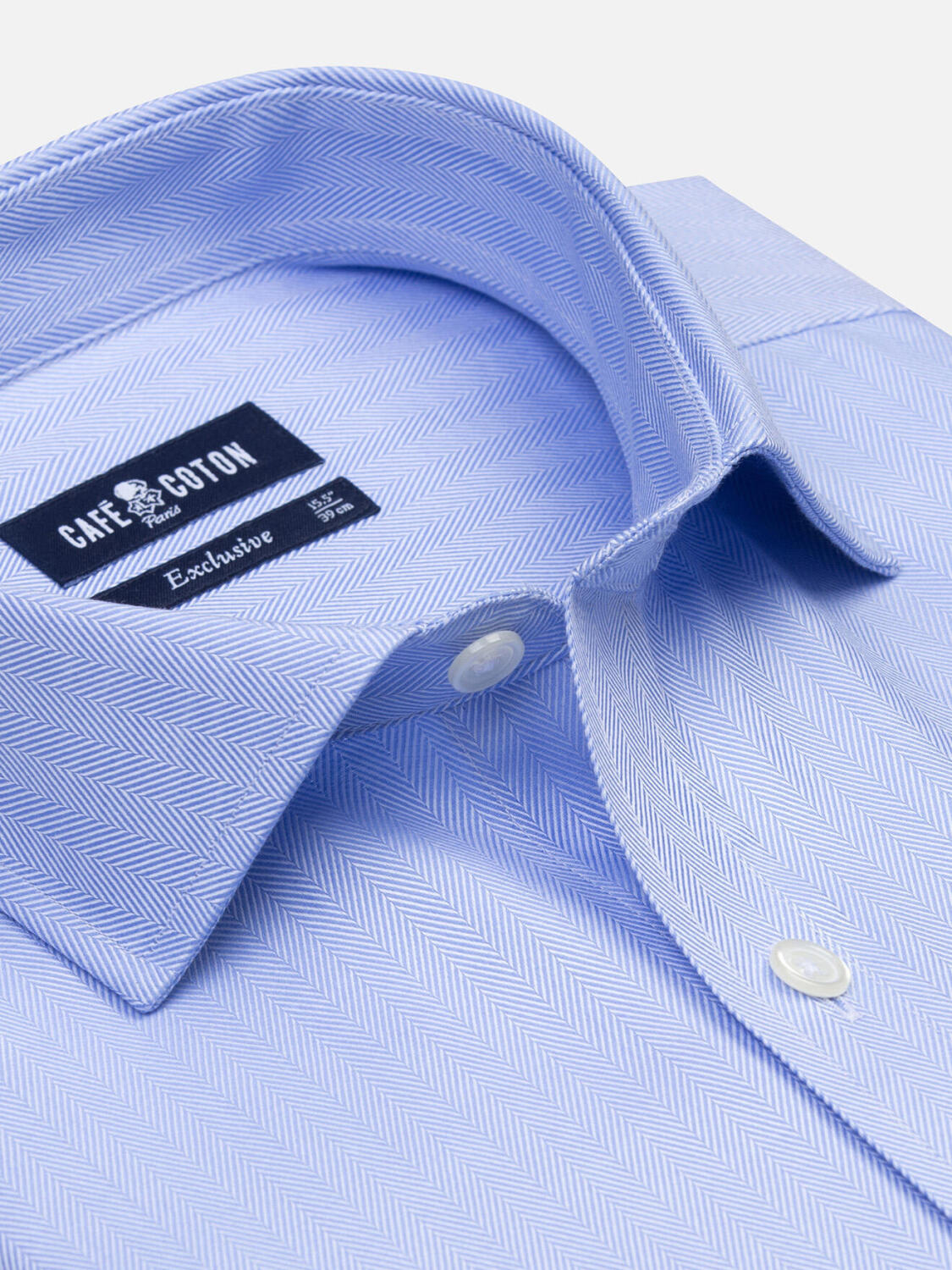 Camicia slim fit cielo spigata