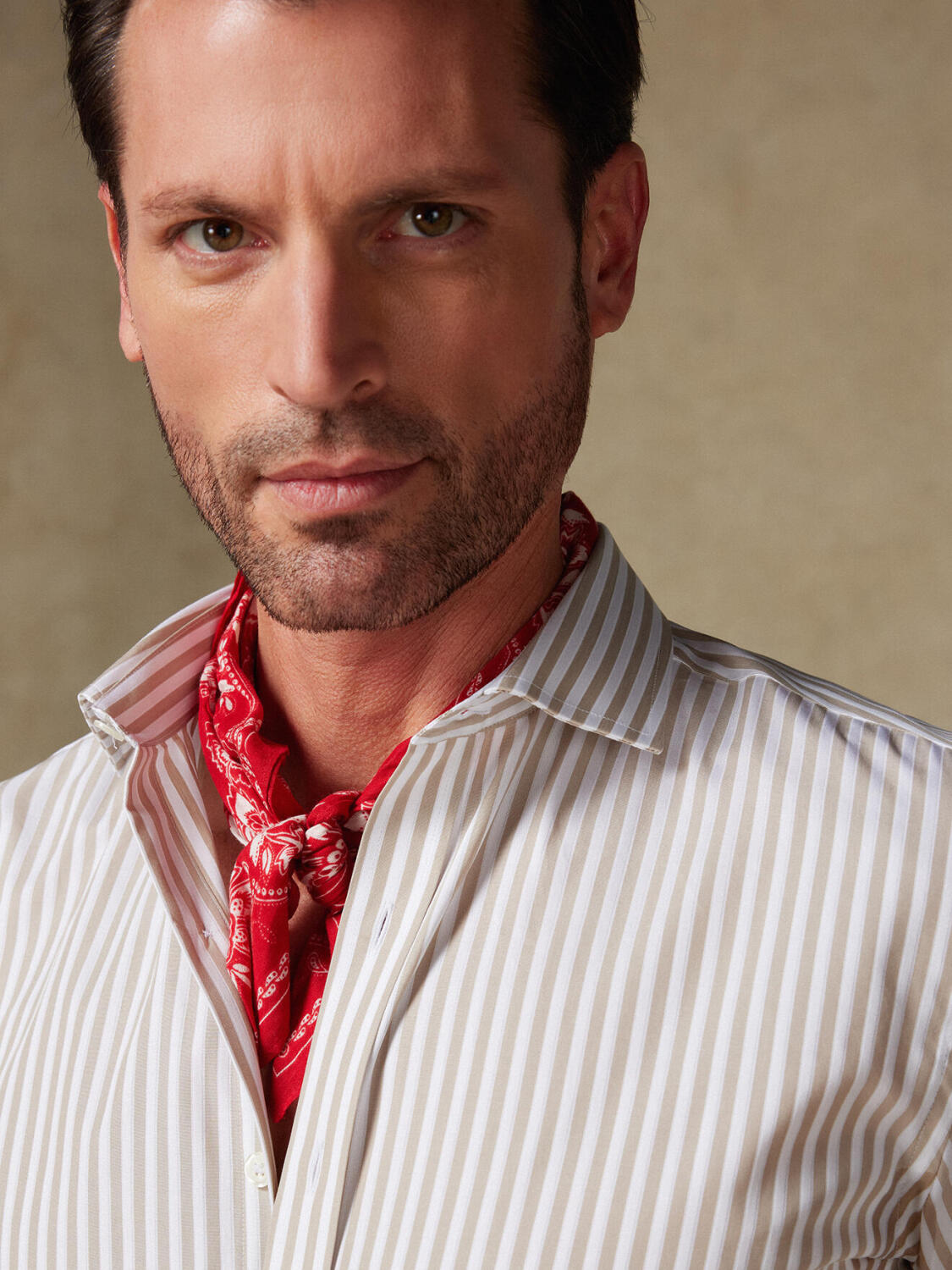 Camicia slim Chris a righe sabbia