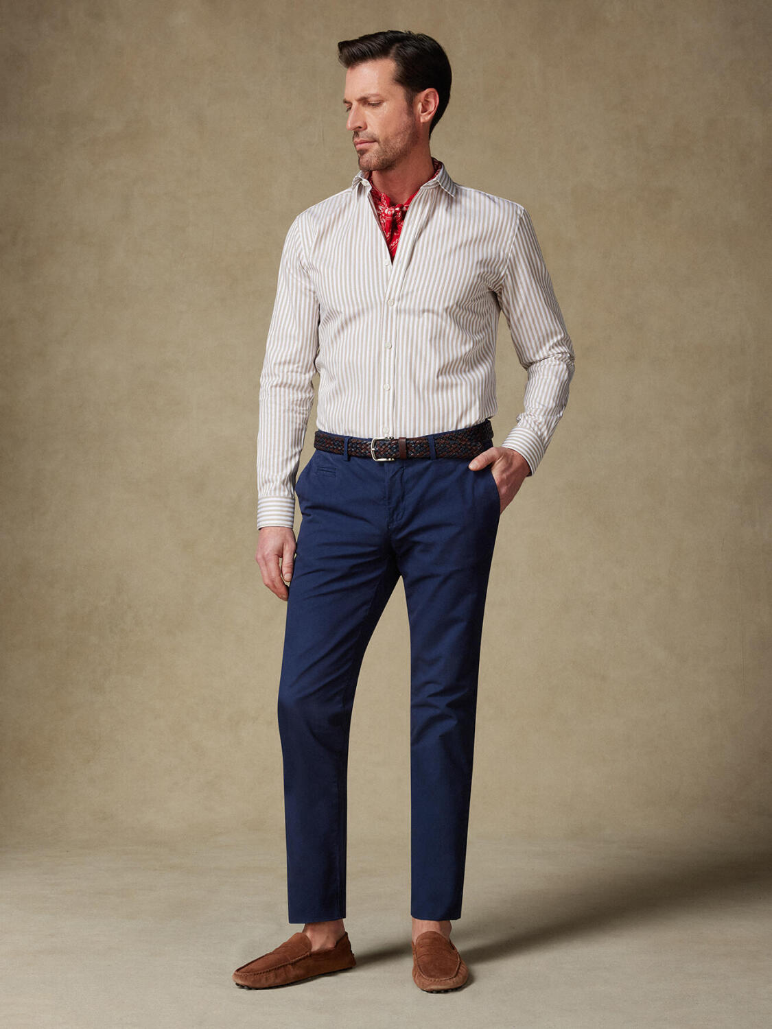 Camicia slim Chris a righe sabbia