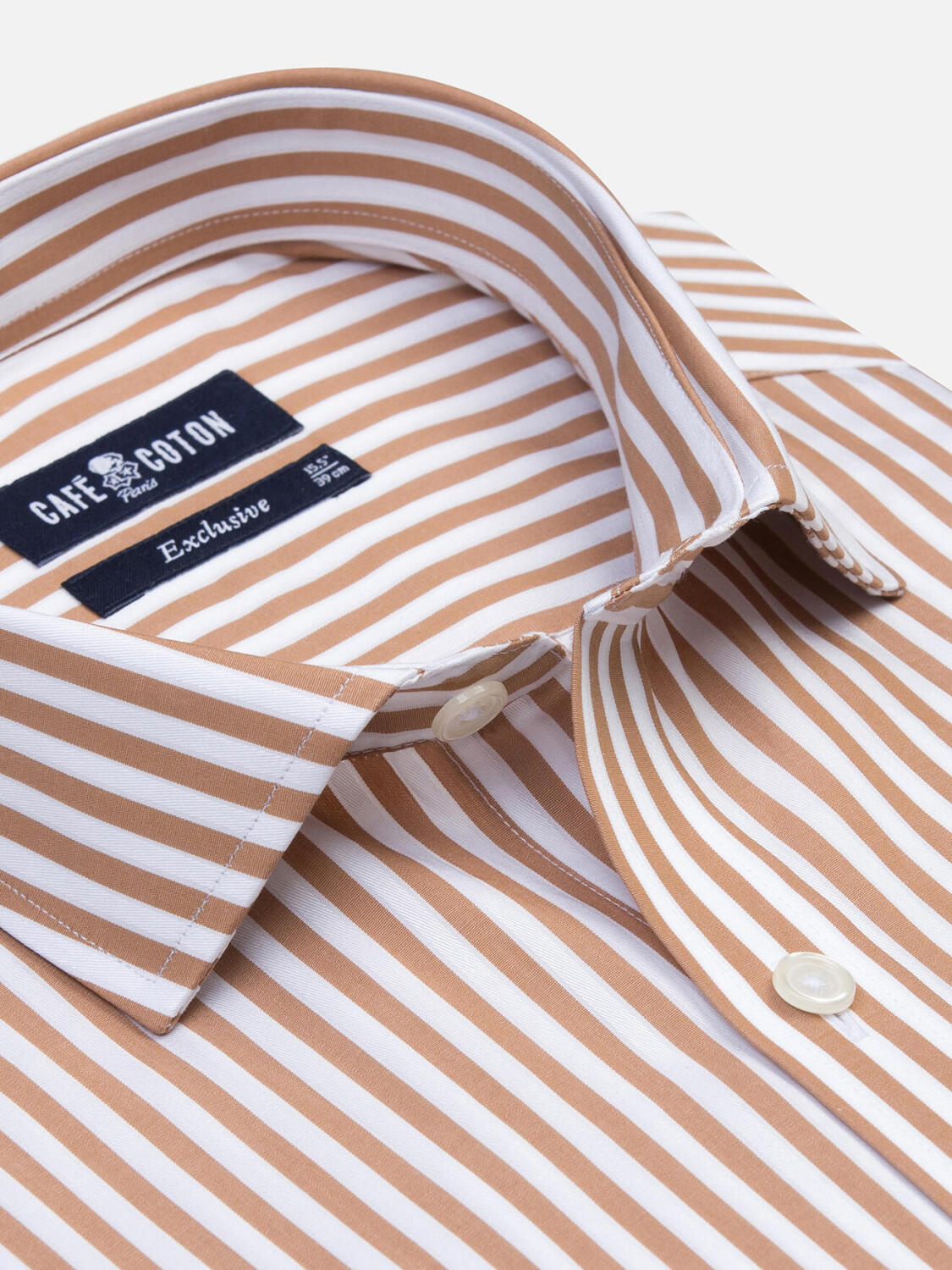 Chemise cintrée Chris à rayures havane