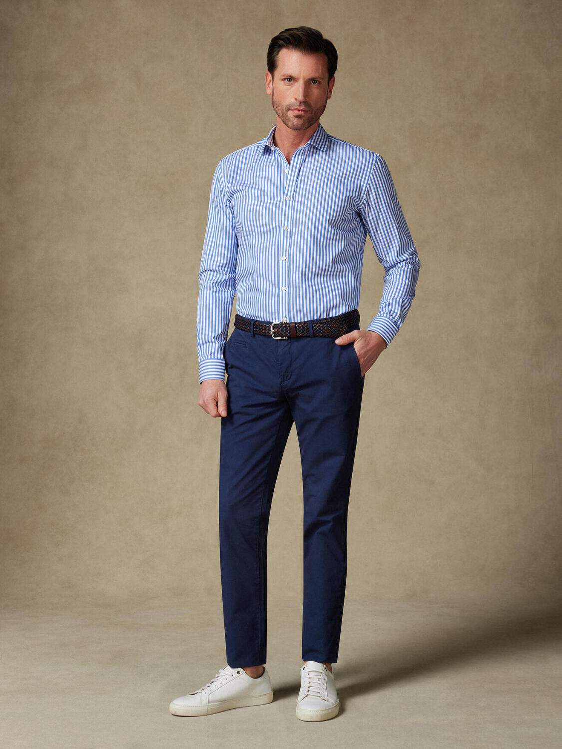 Chris tailliertes Hemd mit blau Streifen