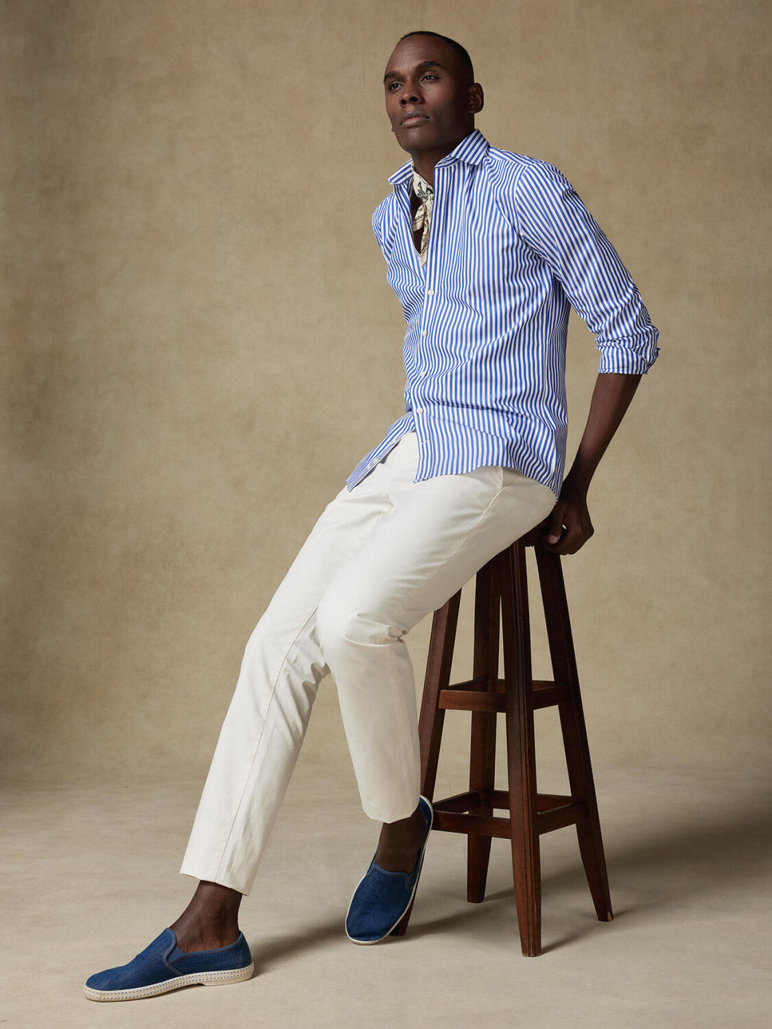 Camicia slim Chris a righe blu navy