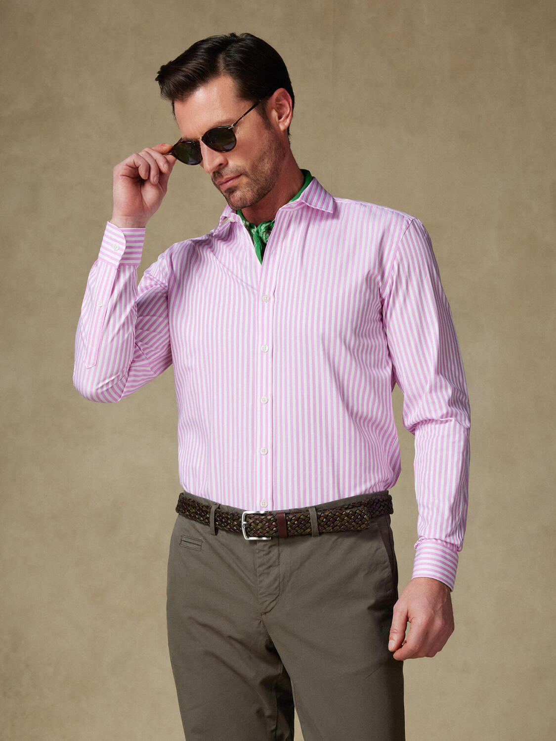 Chemise cintrée Chris à rayures rose