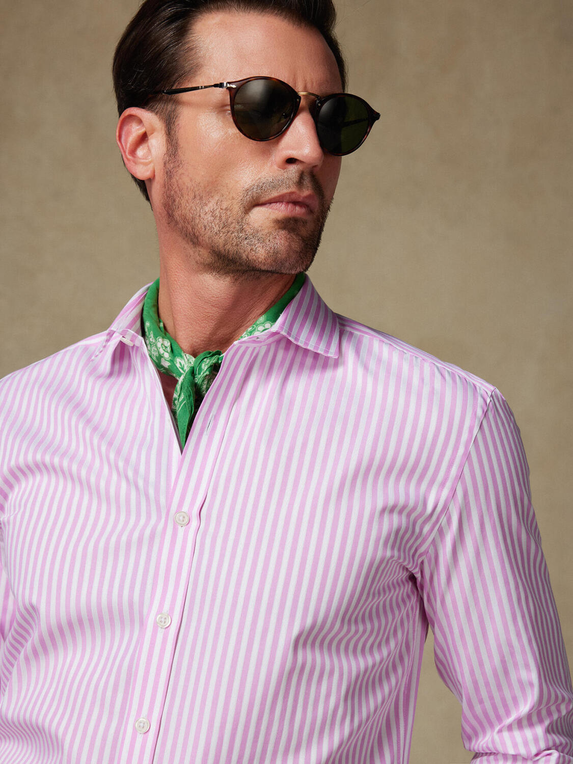 Chemise cintrée Chris à rayures rose