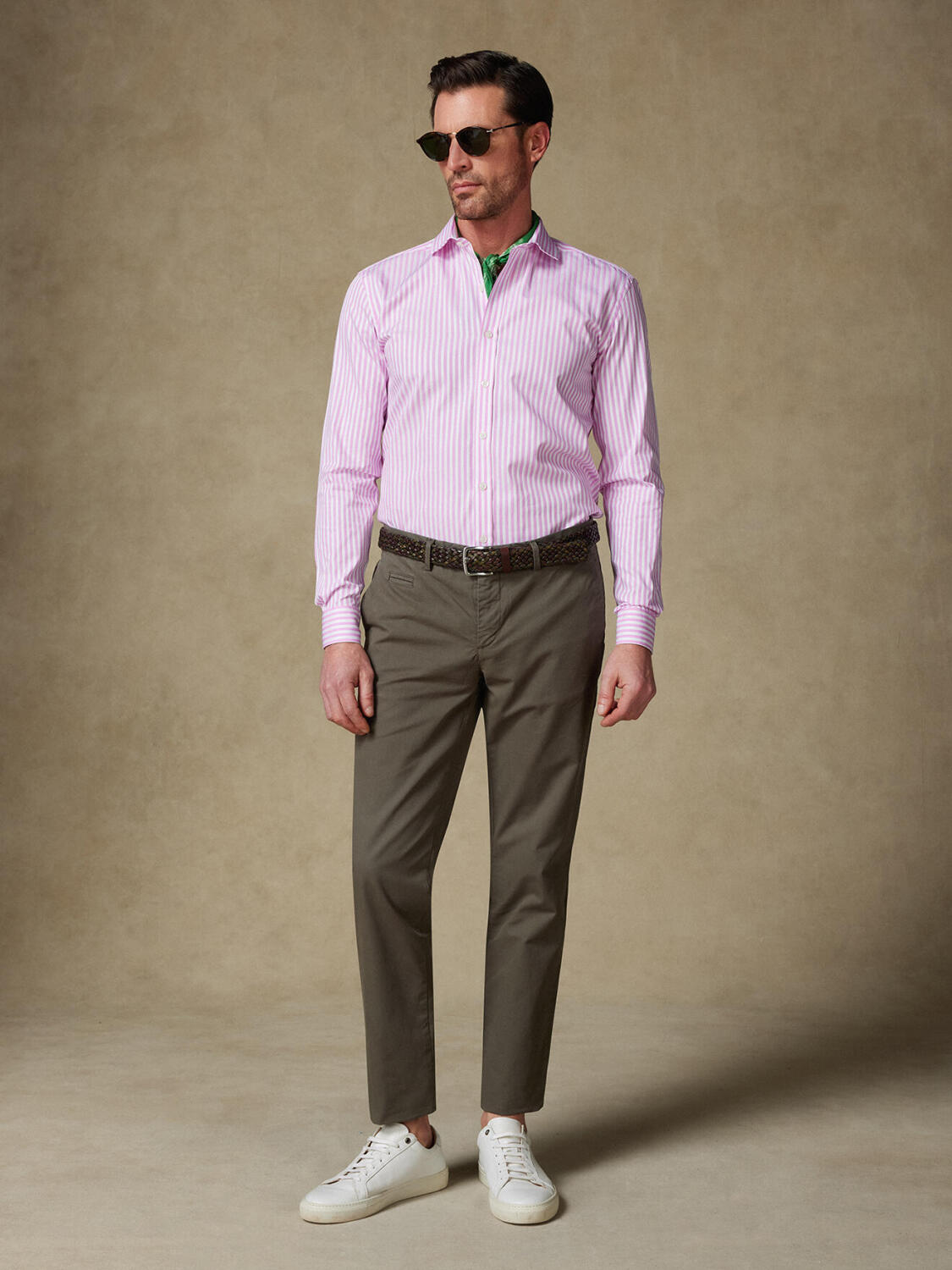 Chemise cintrée Chris à rayures rose