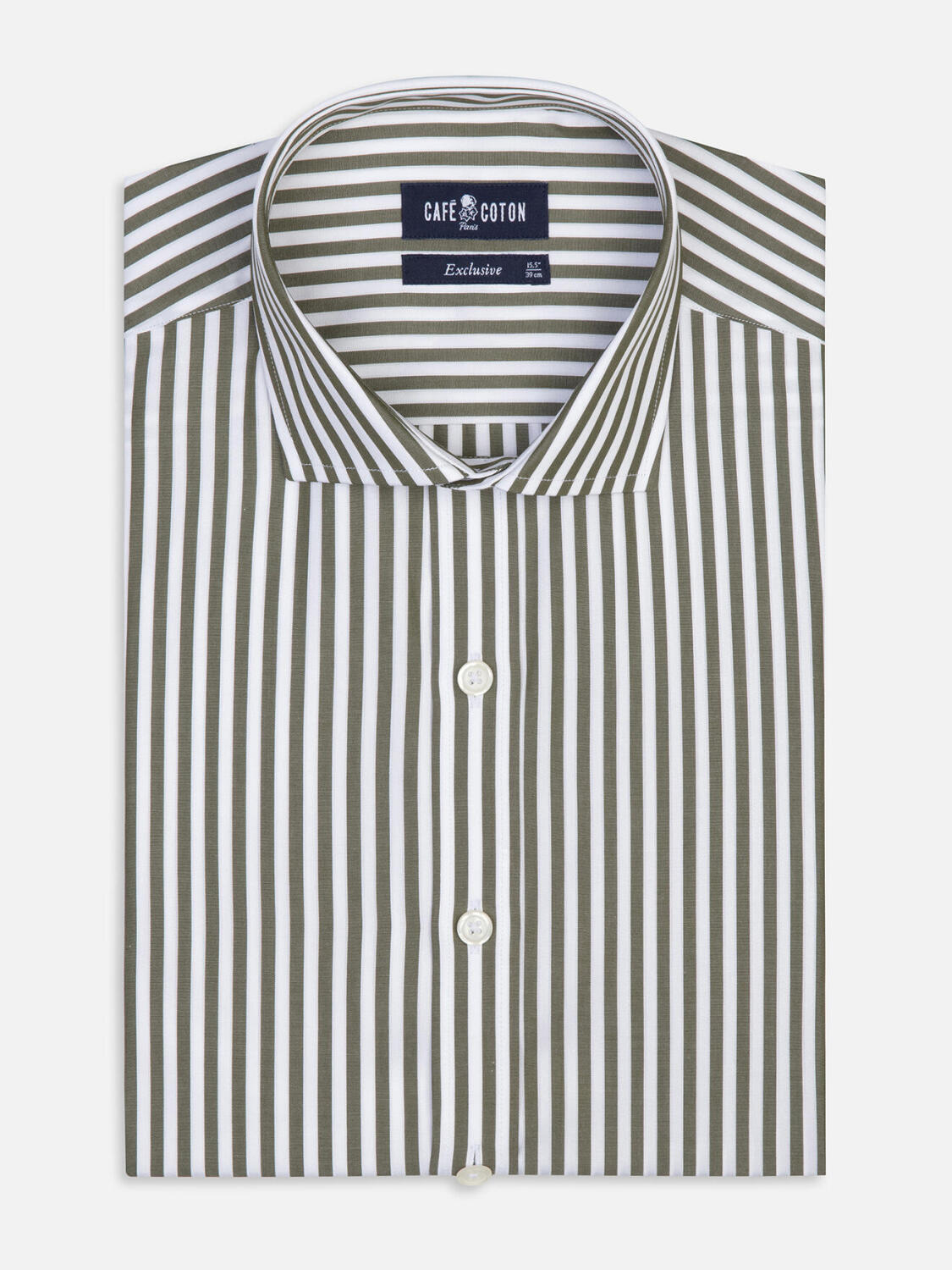Chemise cintrée Chris à rayures kaki