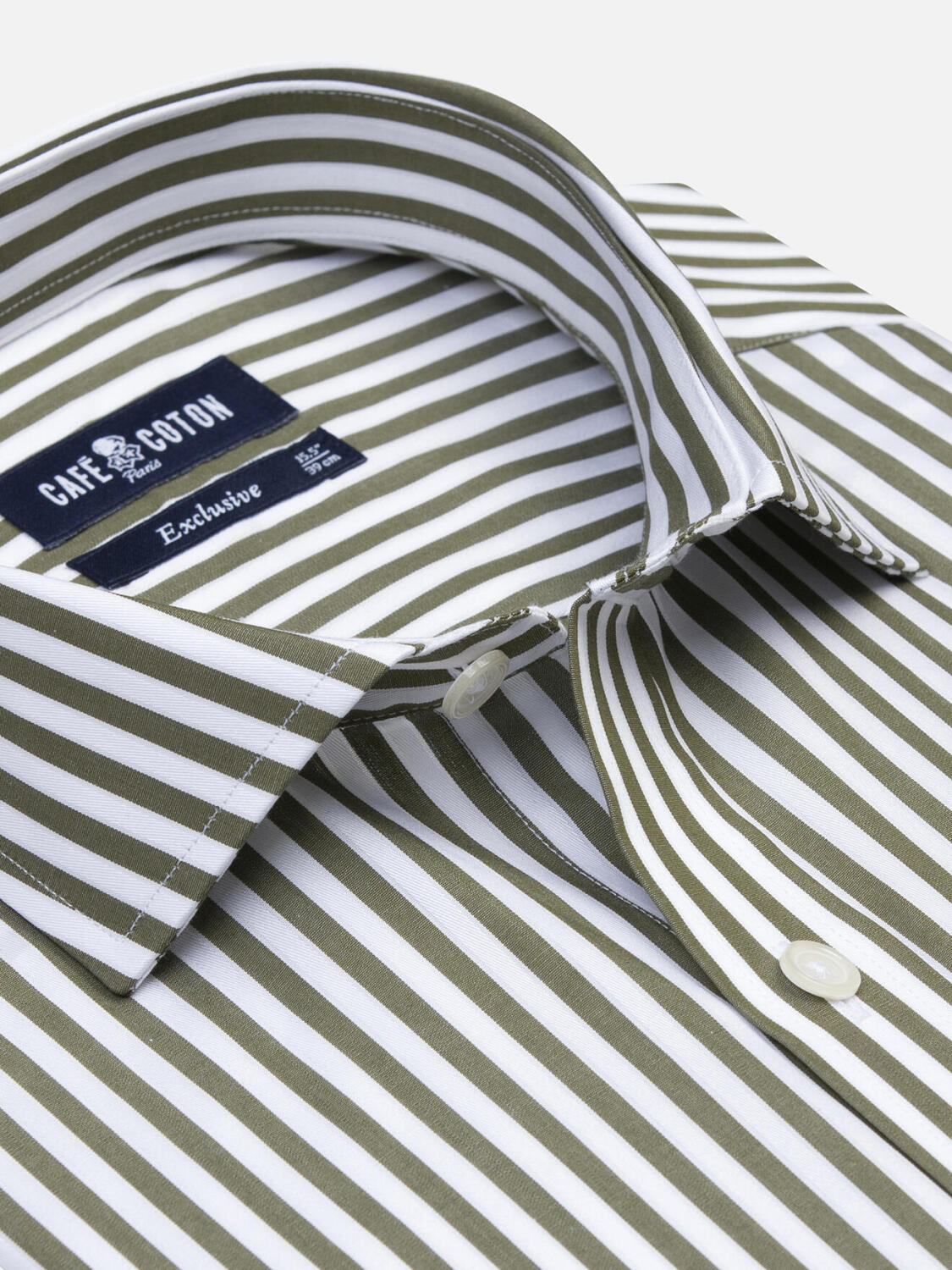 Chemise cintrée Chris à rayures kaki