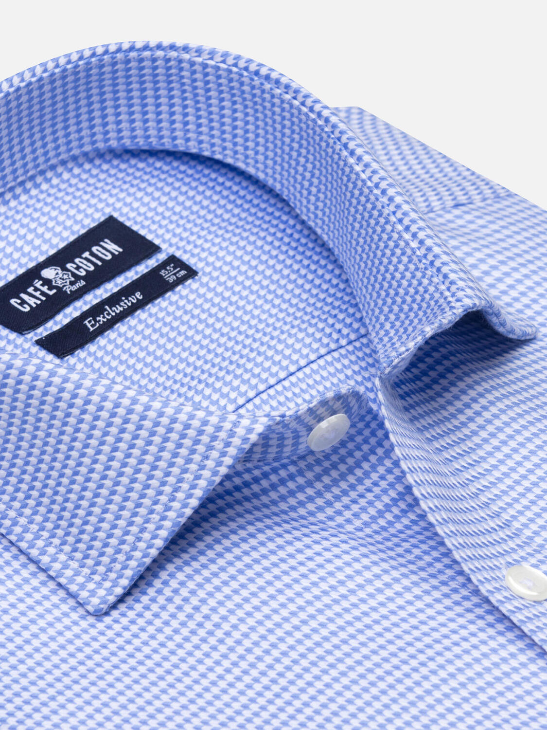 Camicia slim fit Chuck in twill azzurro
