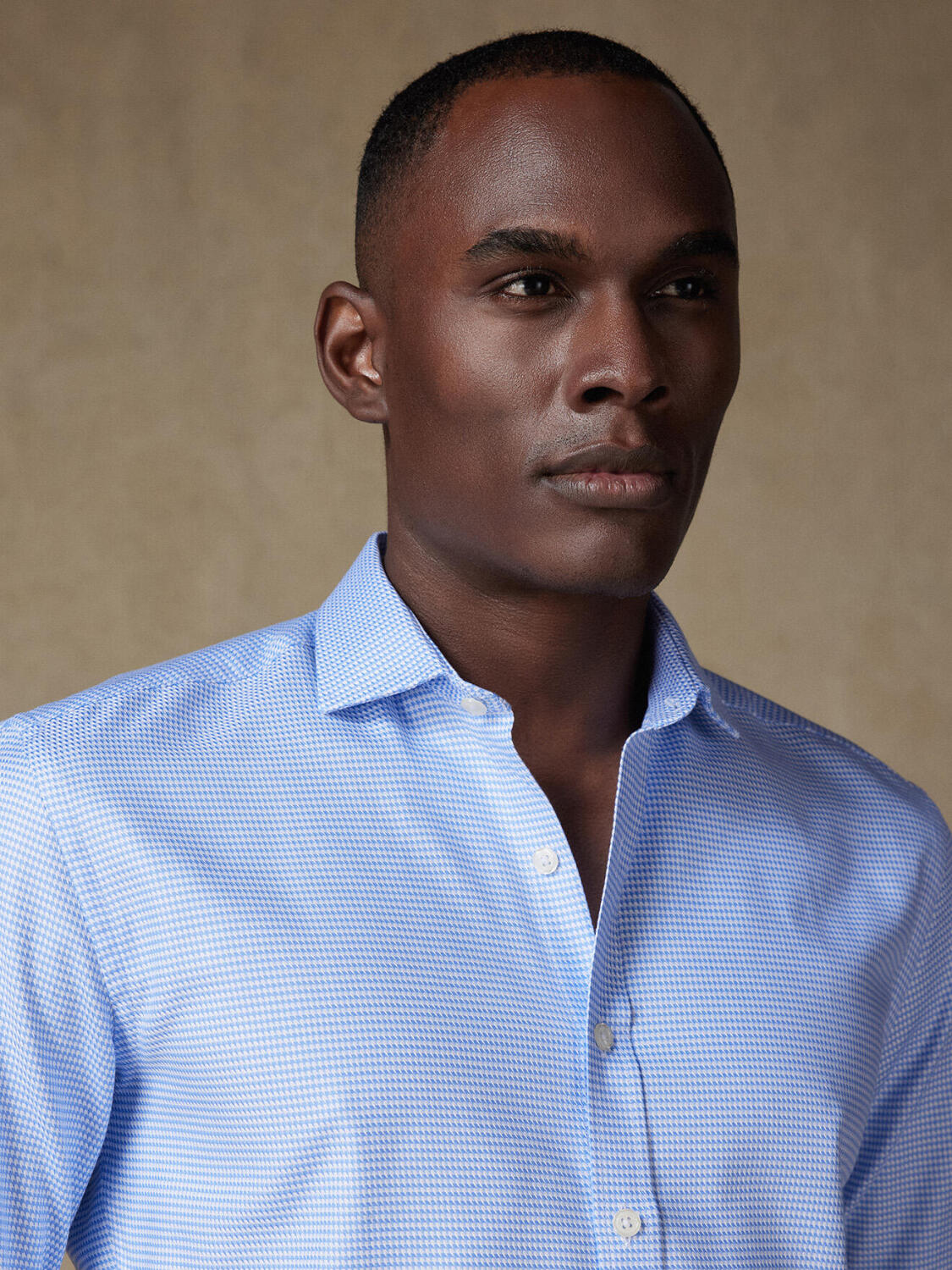 Camicia slim fit Chuck in twill azzurro