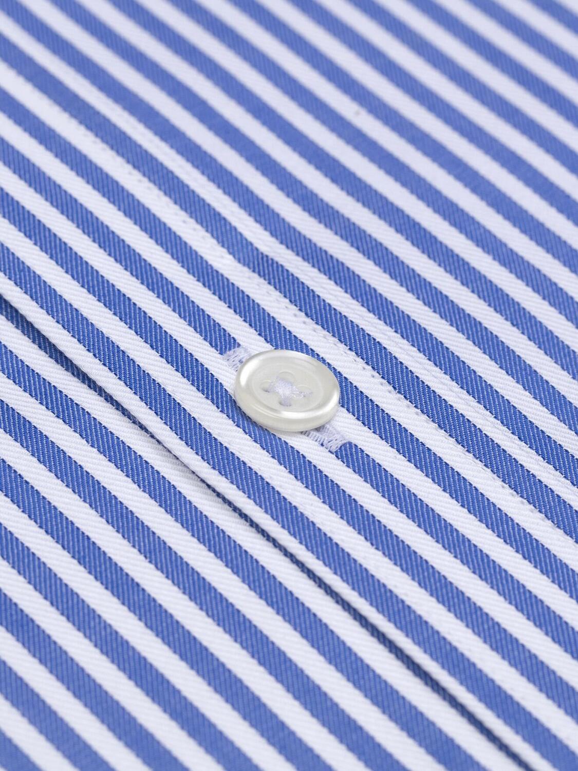 Clive blauw gestreept getailleerd overhemd
