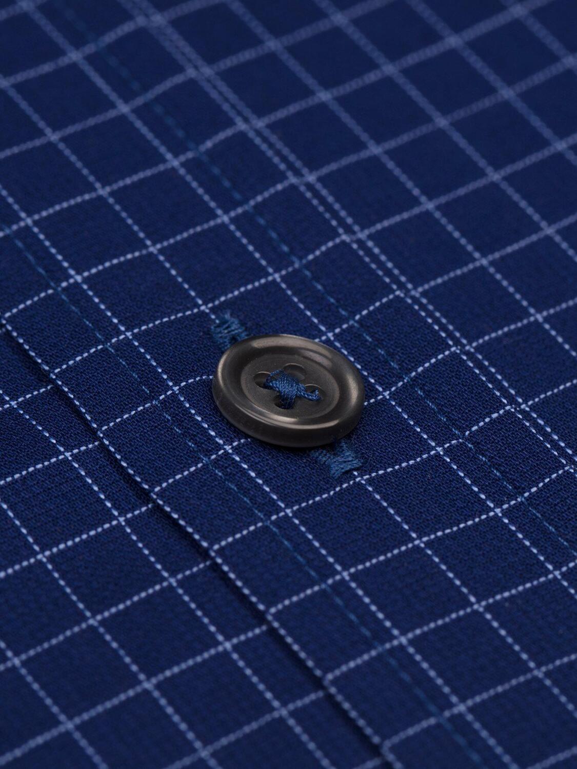 Chemise cintr&eacute;e Clyde marine &agrave; carreaux ciel