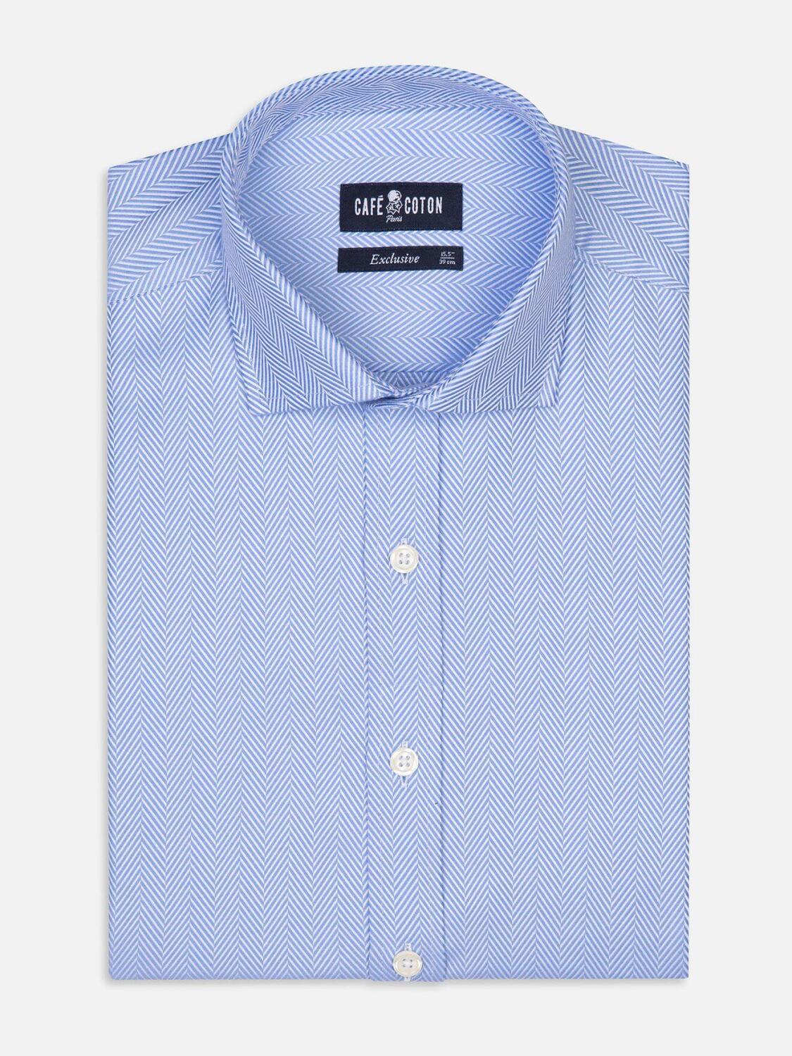 Chemise cintr&eacute;e Come en chevron ciel