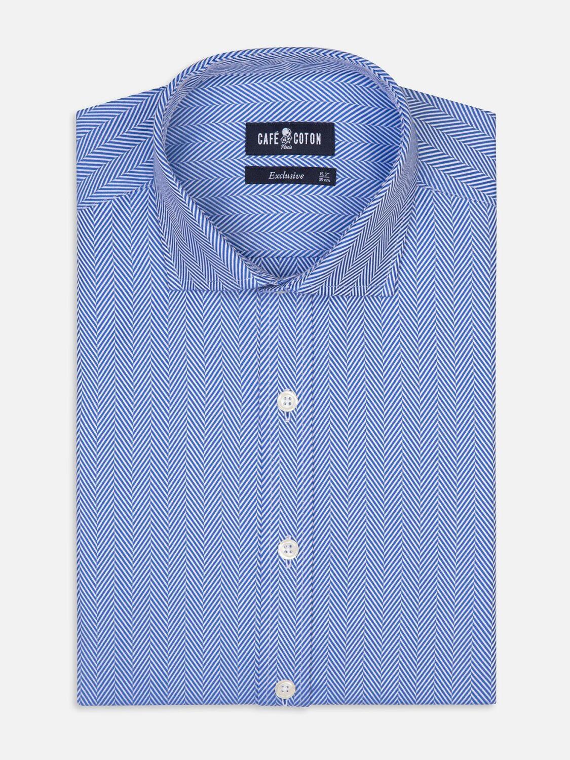 Chemise cintr&eacute;e Come en chevron bleu