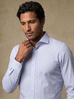 Slim Fit Connor Kariertes Hemd Hellblau