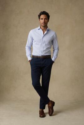 Slim Fit Connor Kariertes Hemd Hellblau