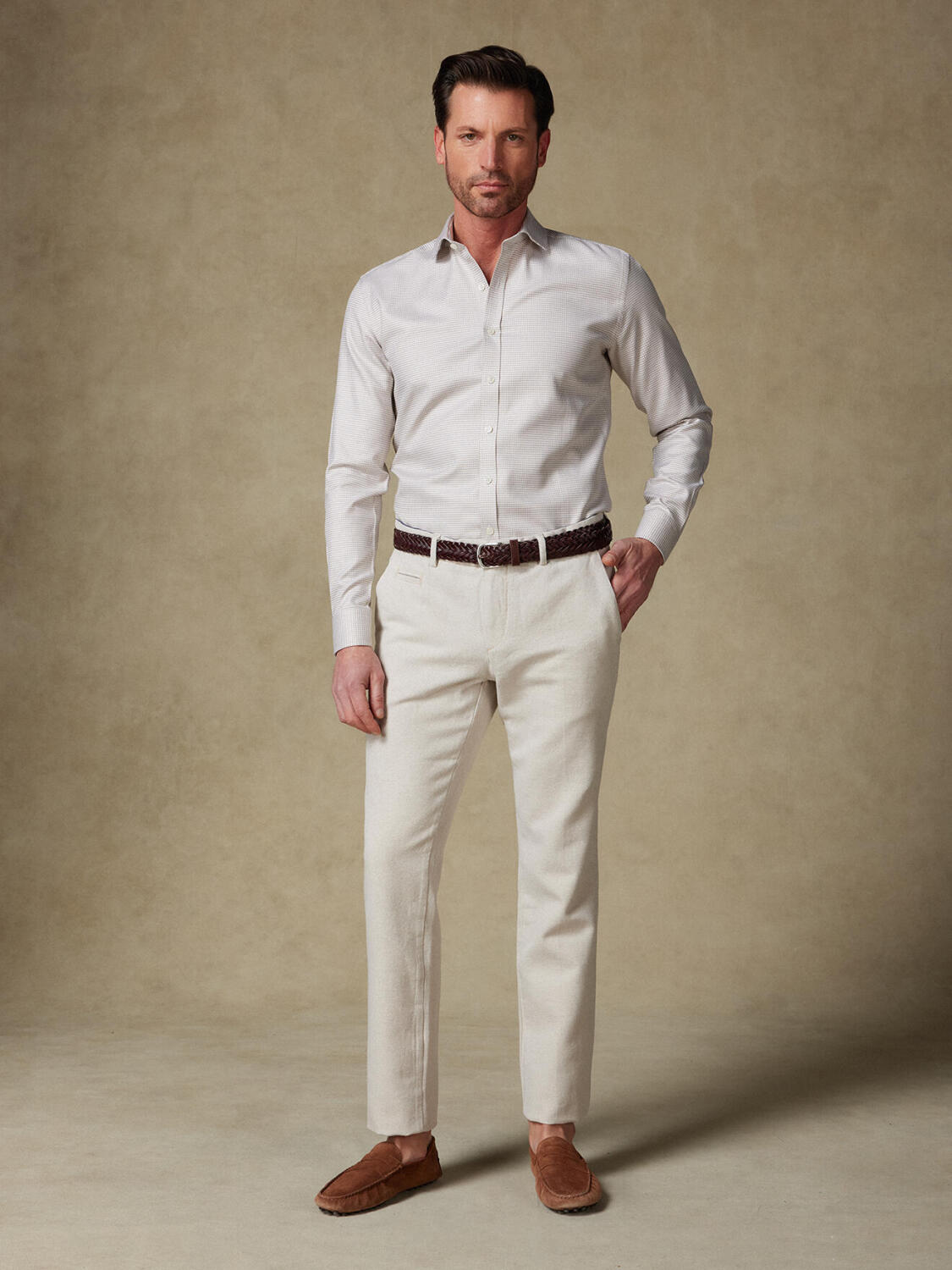 Chemise cintrée Corey en twill sable