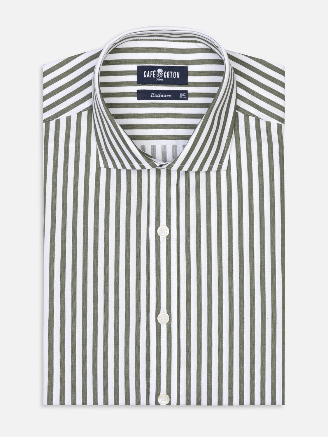 Dale kaki gestreept slim fit overhemd