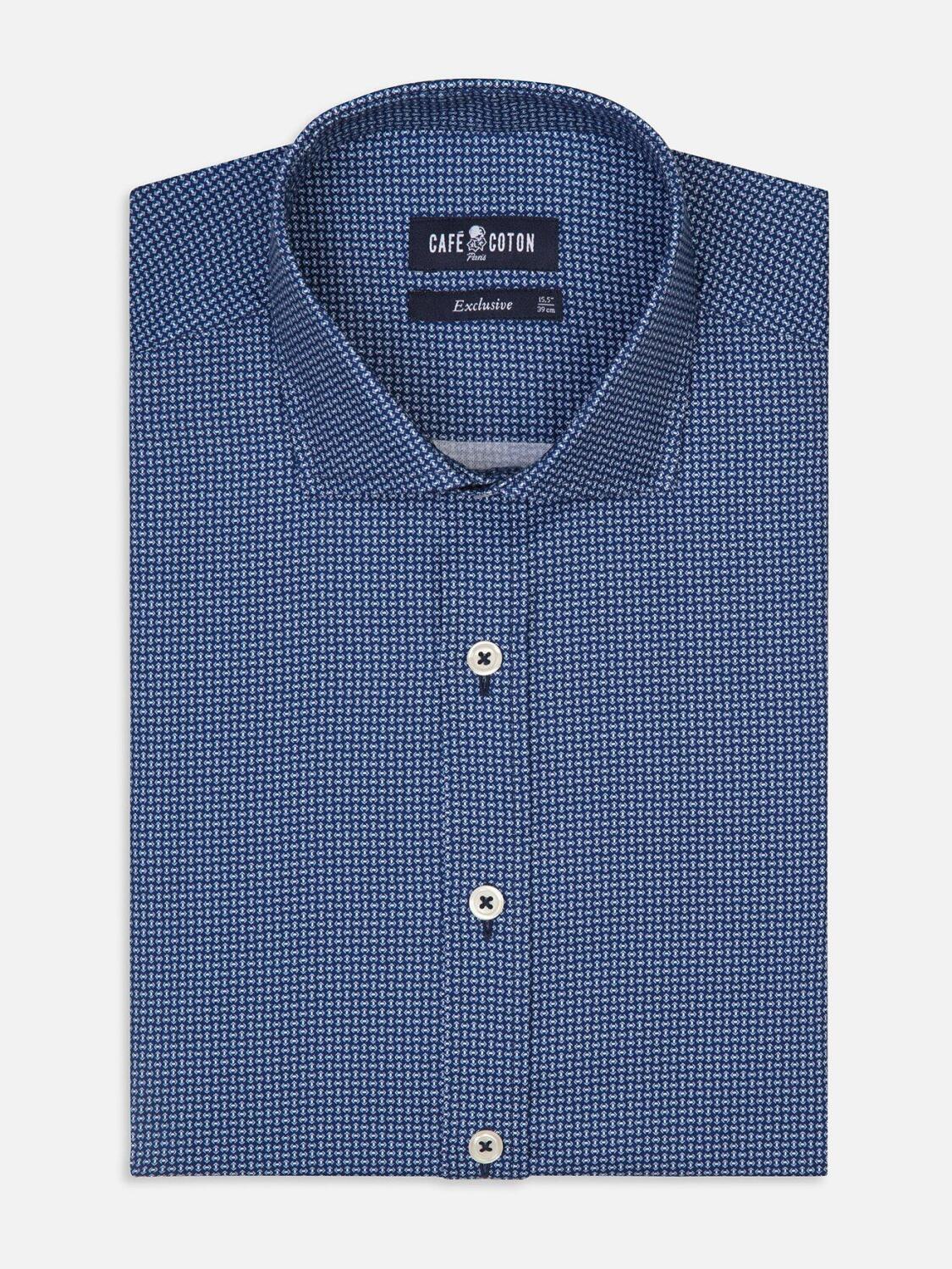 Chemise cintrée Dan marine à motifs imprimés