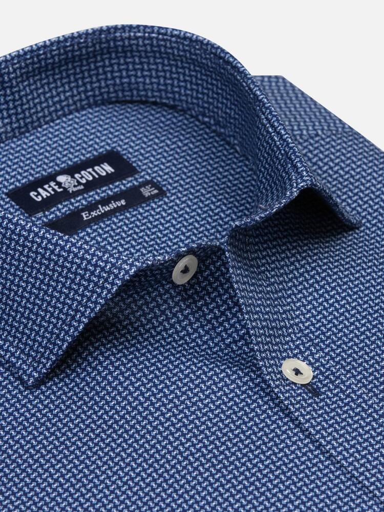 Chemise cintrée Dan marine à motifs imprimés