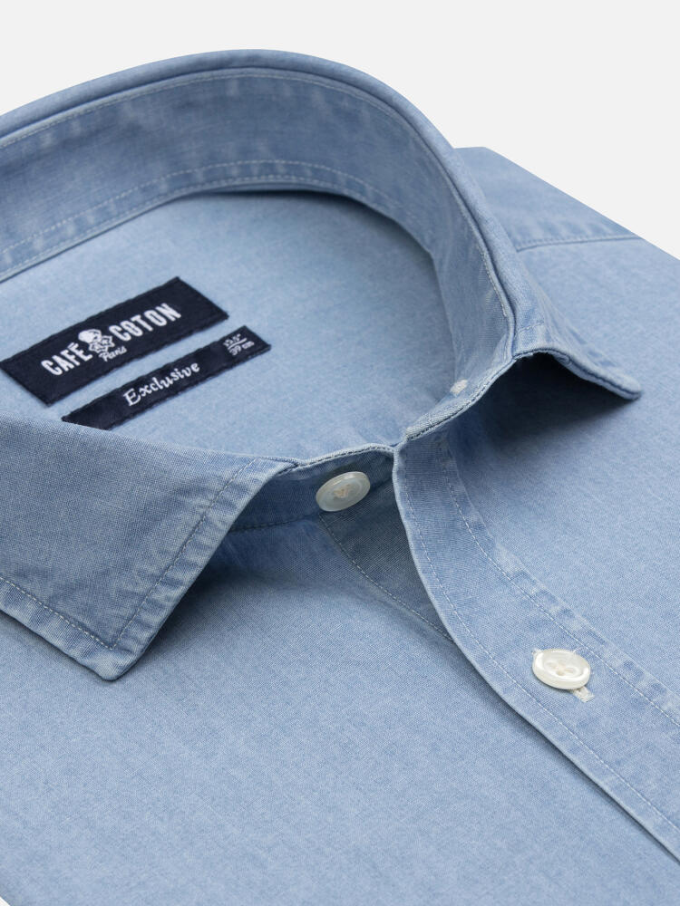 Dane blauw denim overhemd