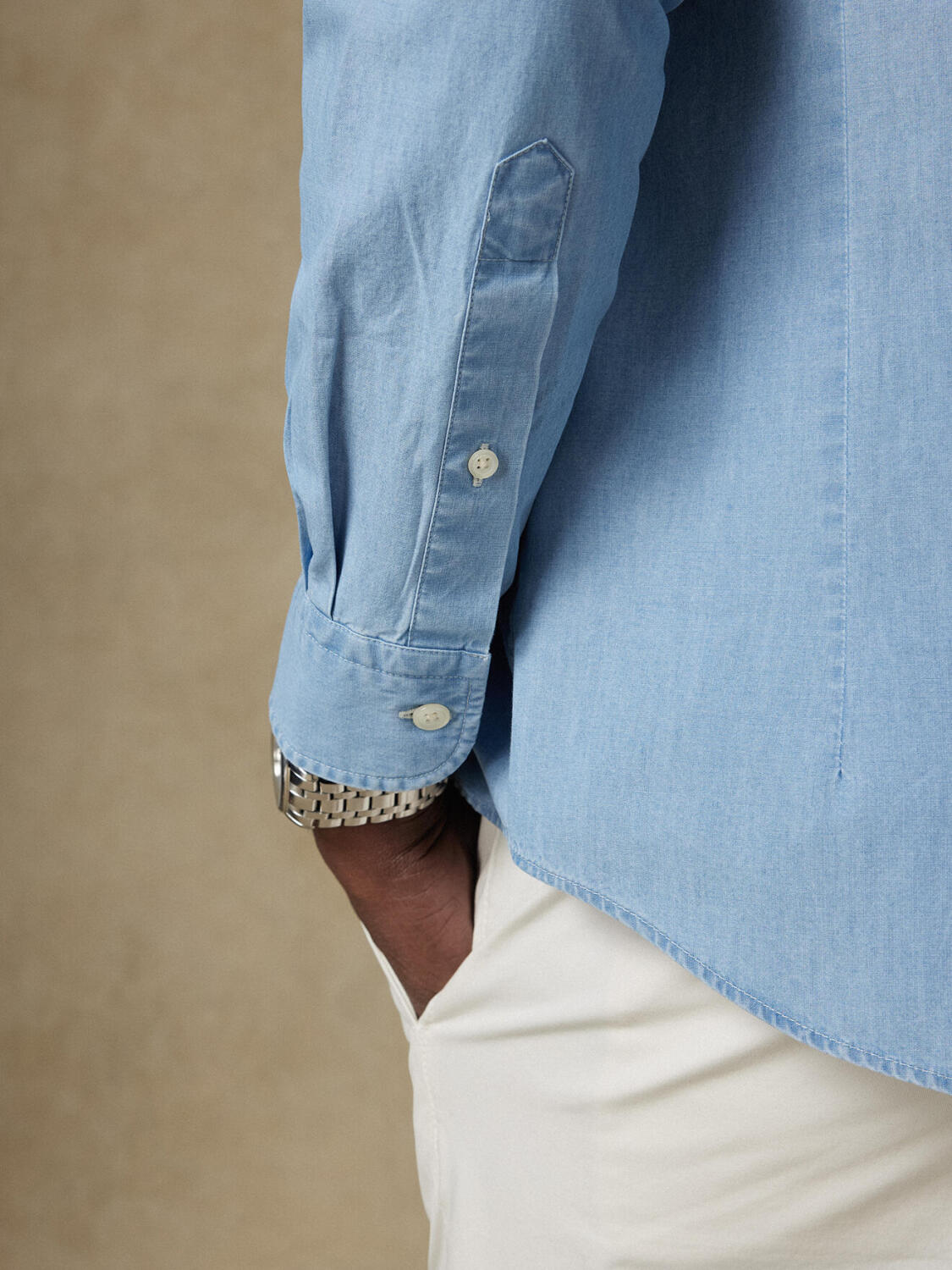 Camicia slim Dane in denim celeste