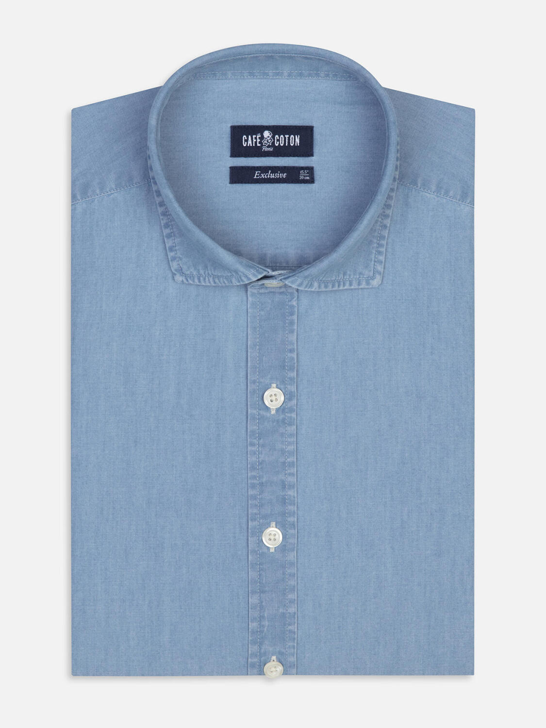 Camicia slim Dane in denim celeste