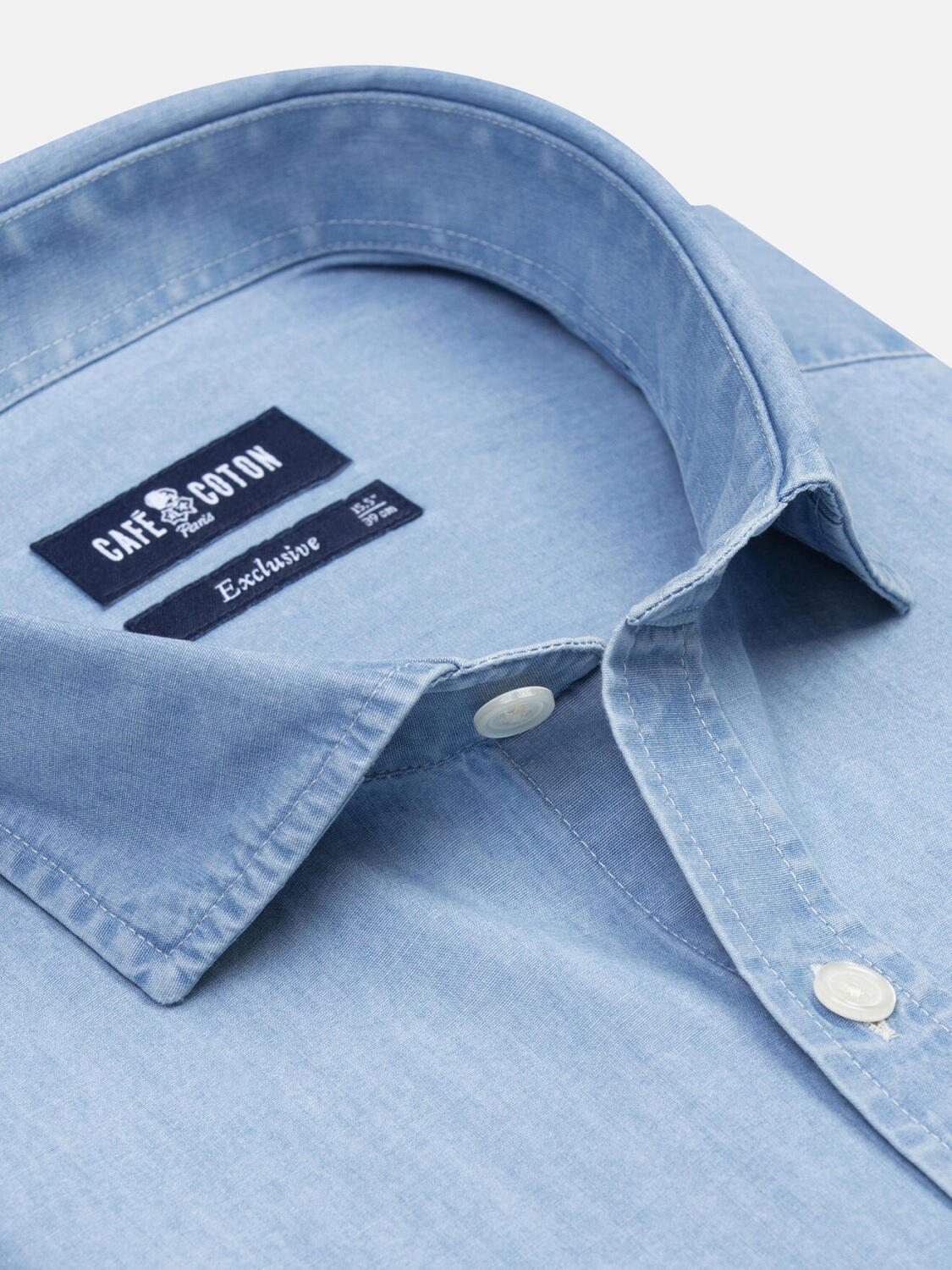 Camicia slim Dane in denim celeste