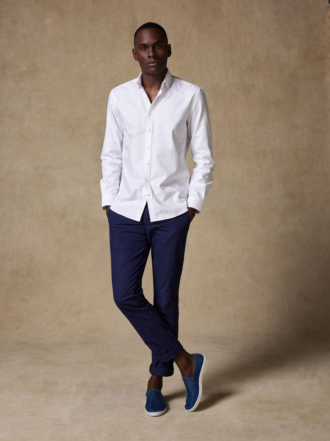 Camicia Dave con treccia bianca - Slim Fit