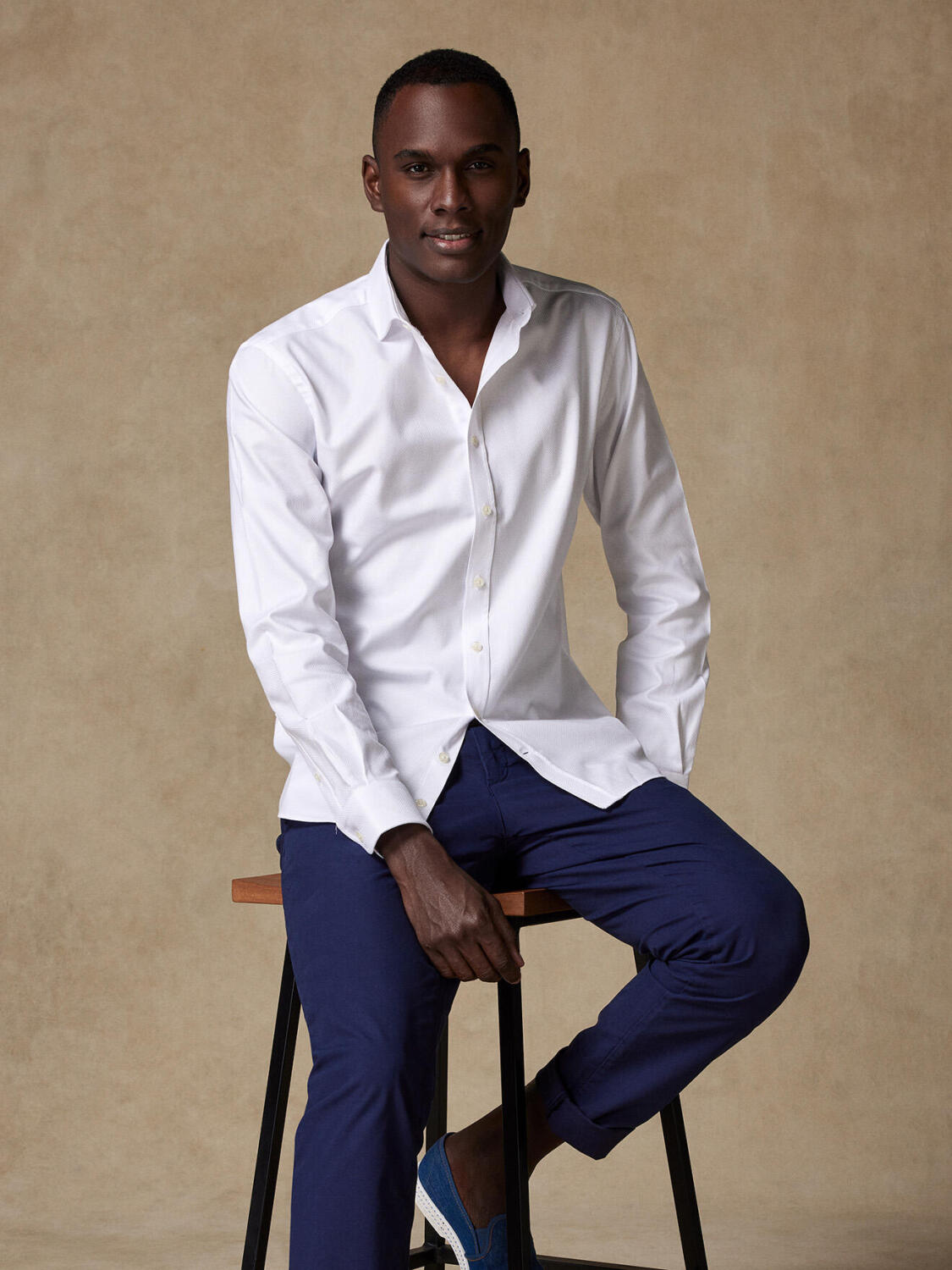 Camicia Dave con treccia bianca - Slim Fit