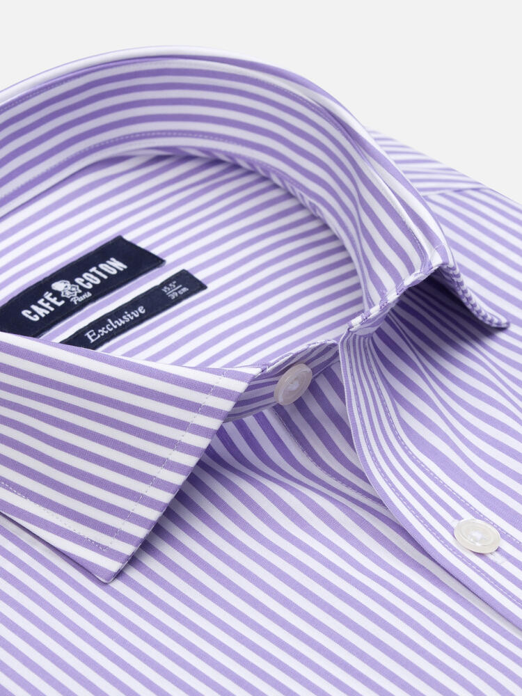 Chemise cintr&eacute;e Davin &agrave; rayures parme