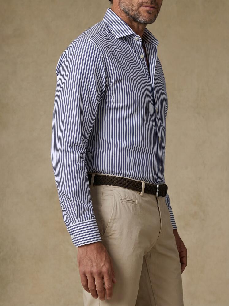 Slim Fit Davin Navy Striped Shirt