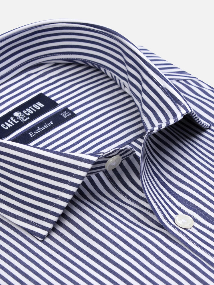 Slim Fit Davin Navy Striped Shirt