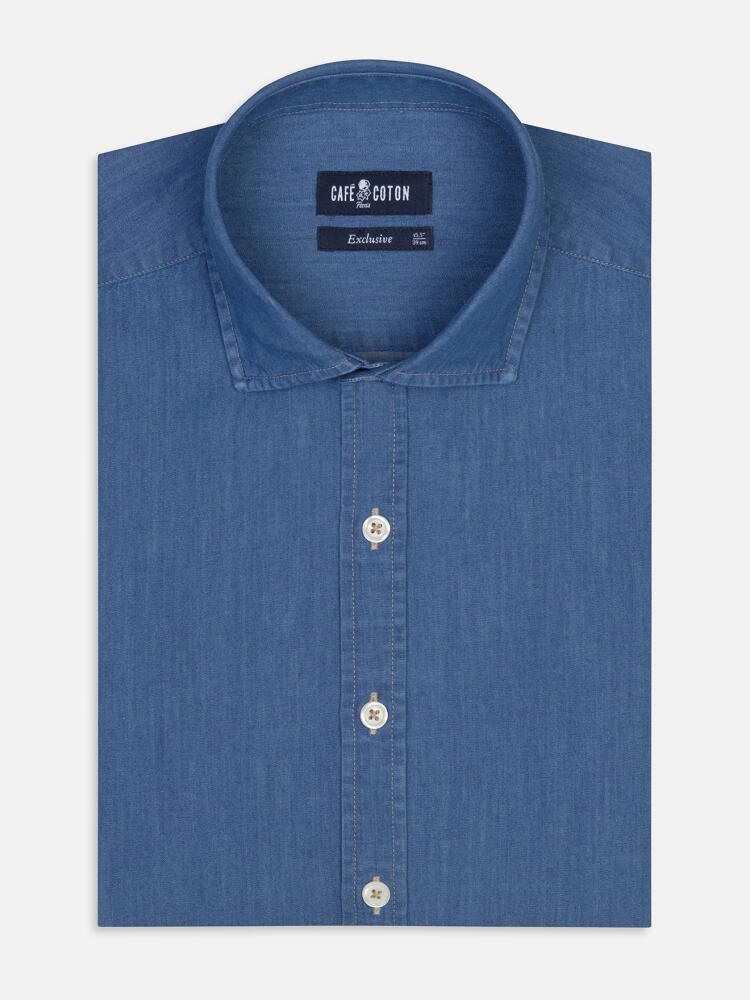 Denim slim fit shirt sky blue