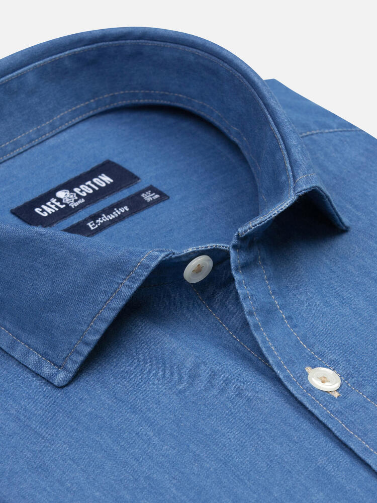 Denim slim fit shirt sky blue