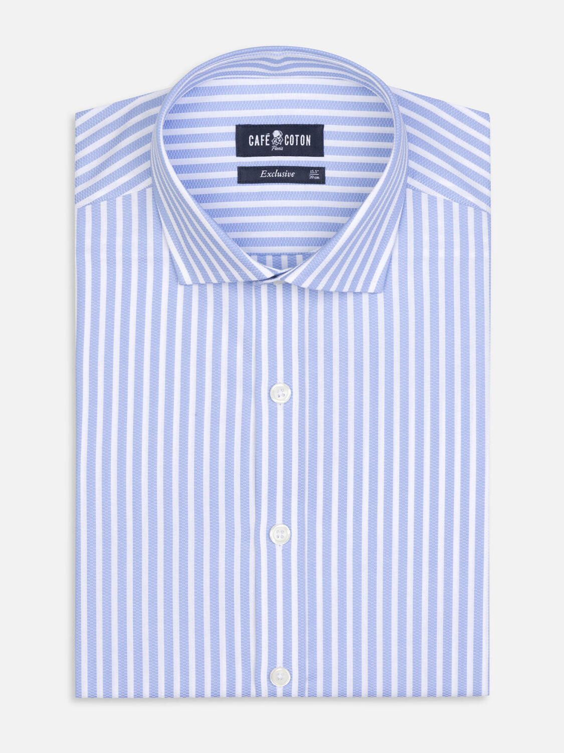 Chemise cintr&eacute;e Devin &agrave; rayures ciel