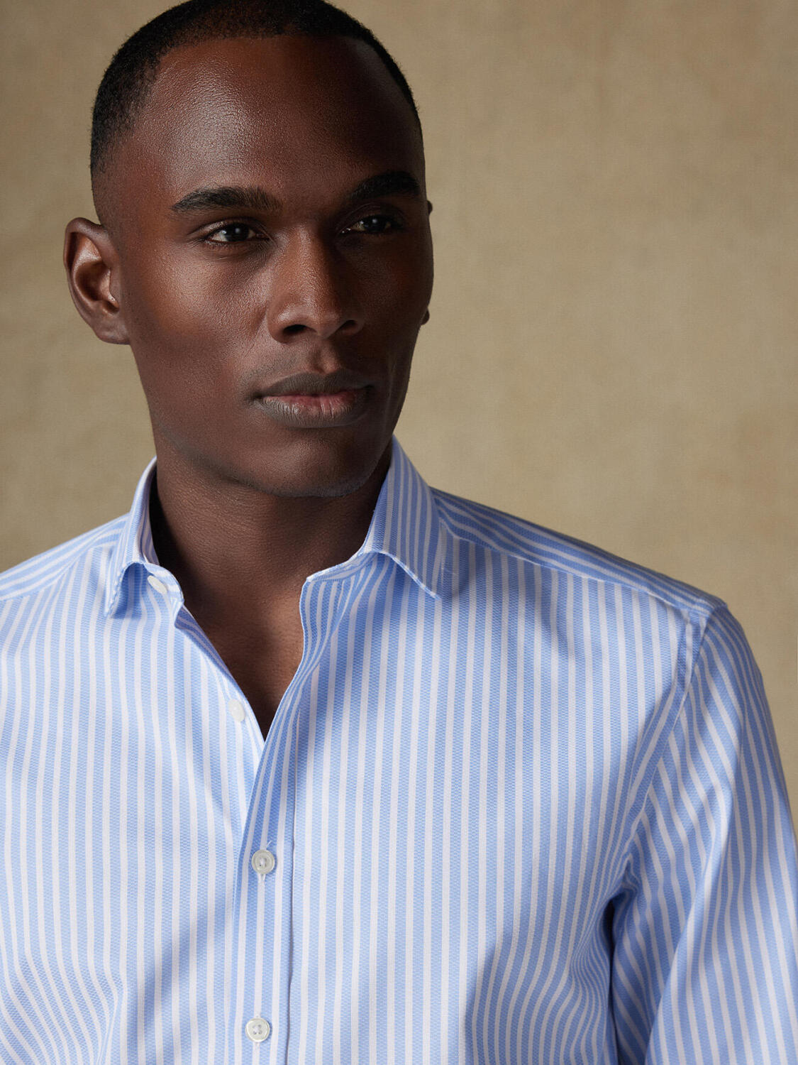 Chemise cintr&eacute;e Devin &agrave; rayures ciel