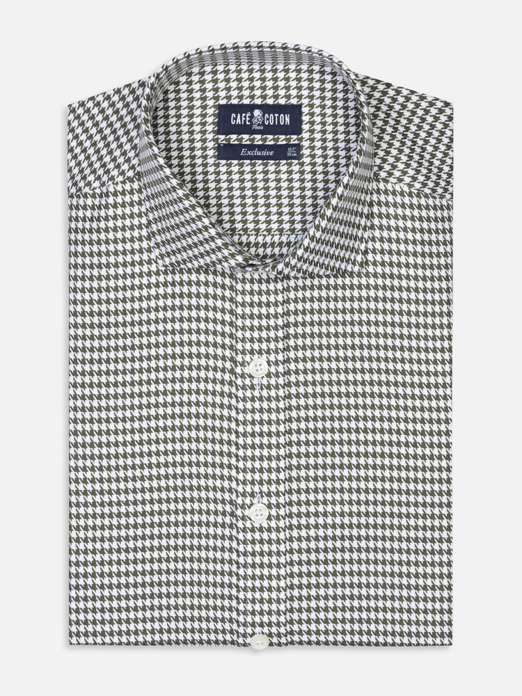 Camisa ajustada Dirk de sarga caqui