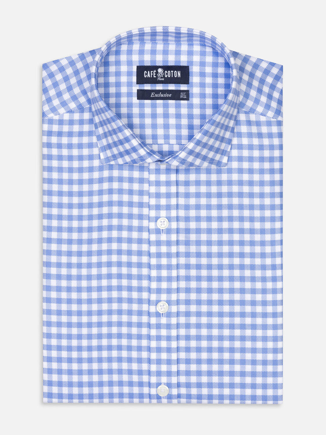 Camisa ajustada Dom a cuadros azul cielo