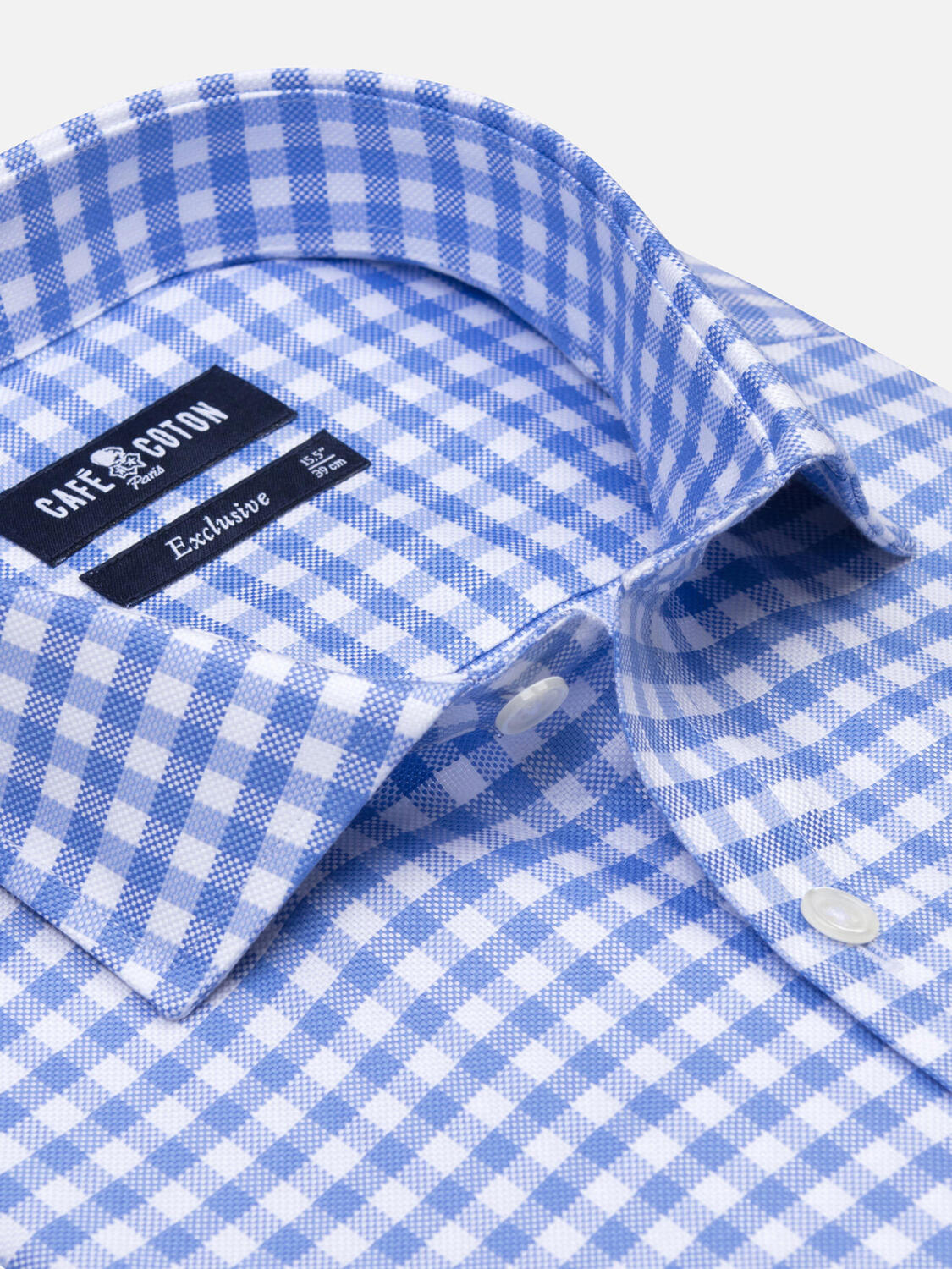 Camisa ajustada Dom a cuadros azul cielo