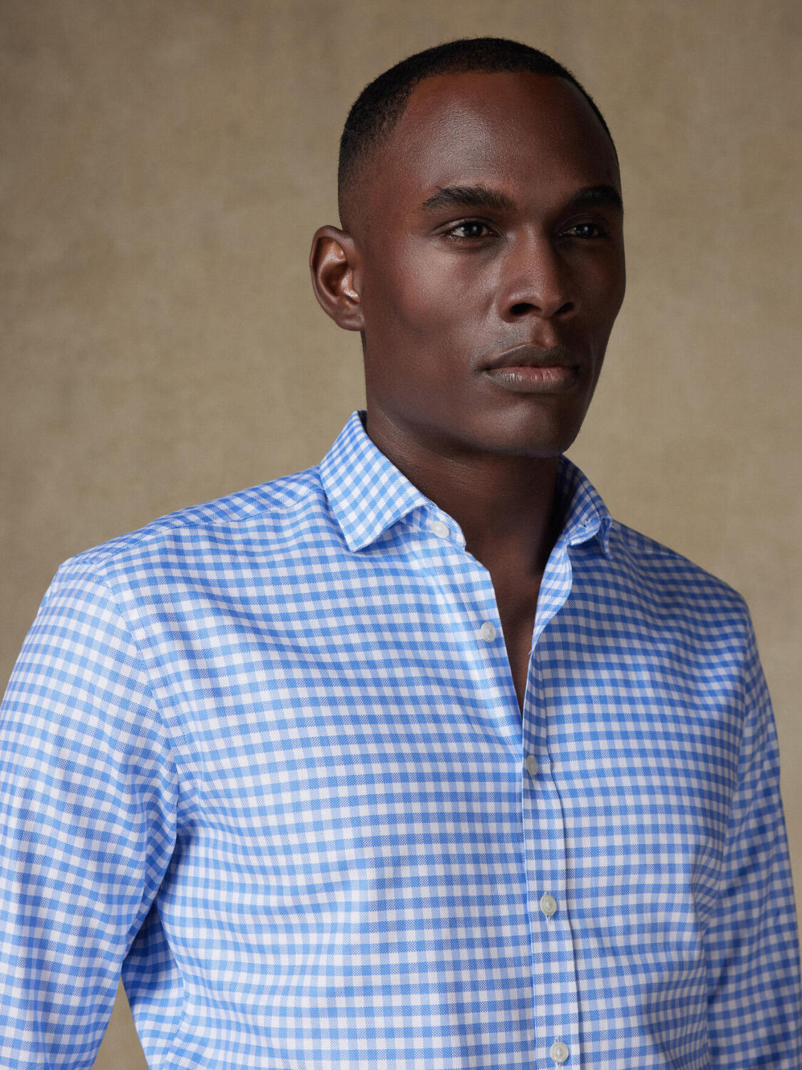 Camisa ajustada Dom a cuadros azul cielo