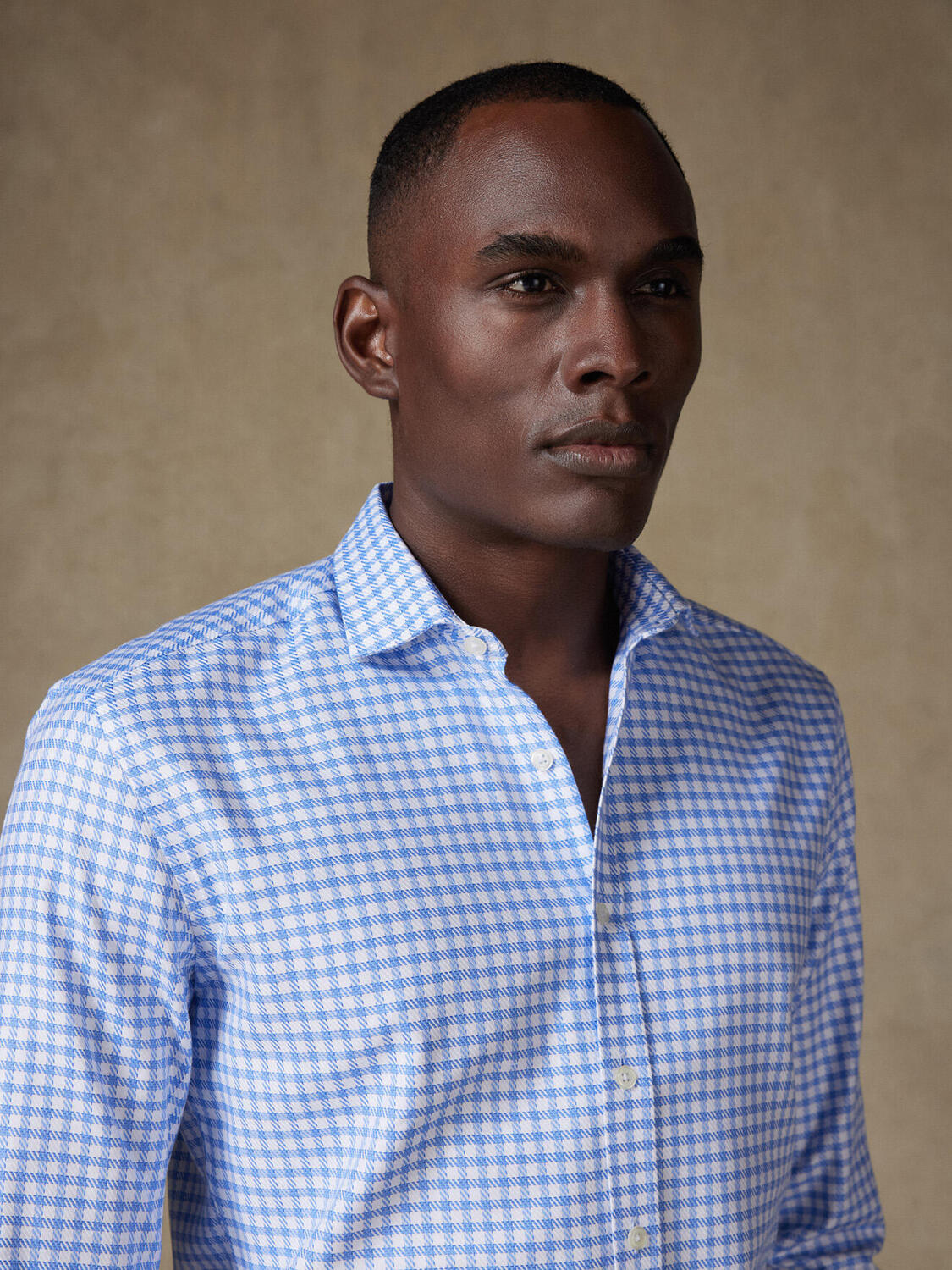 Chemise cintrée Doug à carreaux ciel